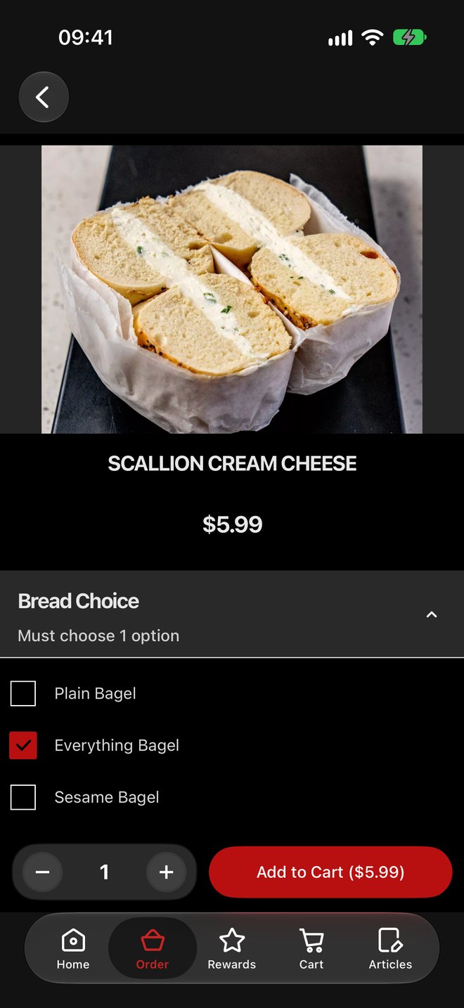Item detail with a required choice