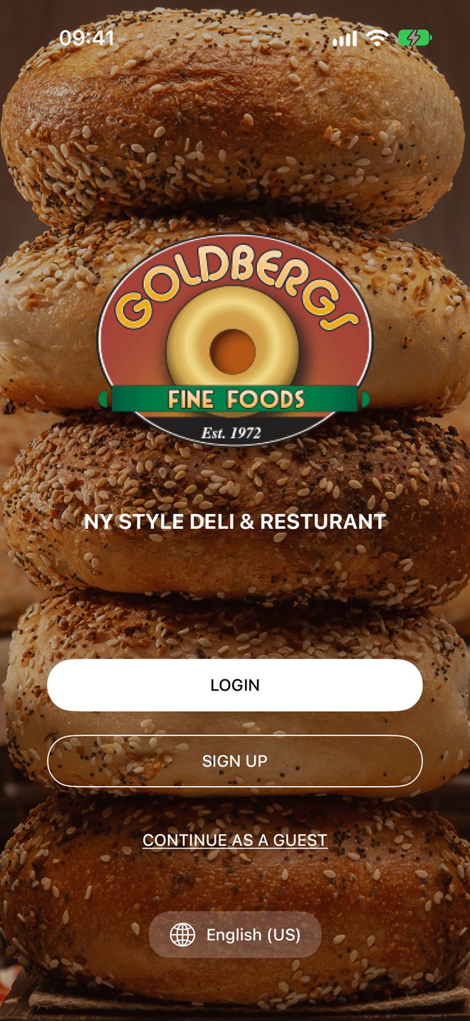 Goldbergs Fine Foods app launch screen