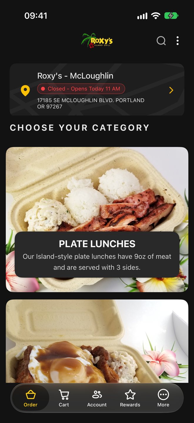 Roxy's order tab